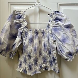 Levi's Purple and White Floral Puff Sleeves Blouse